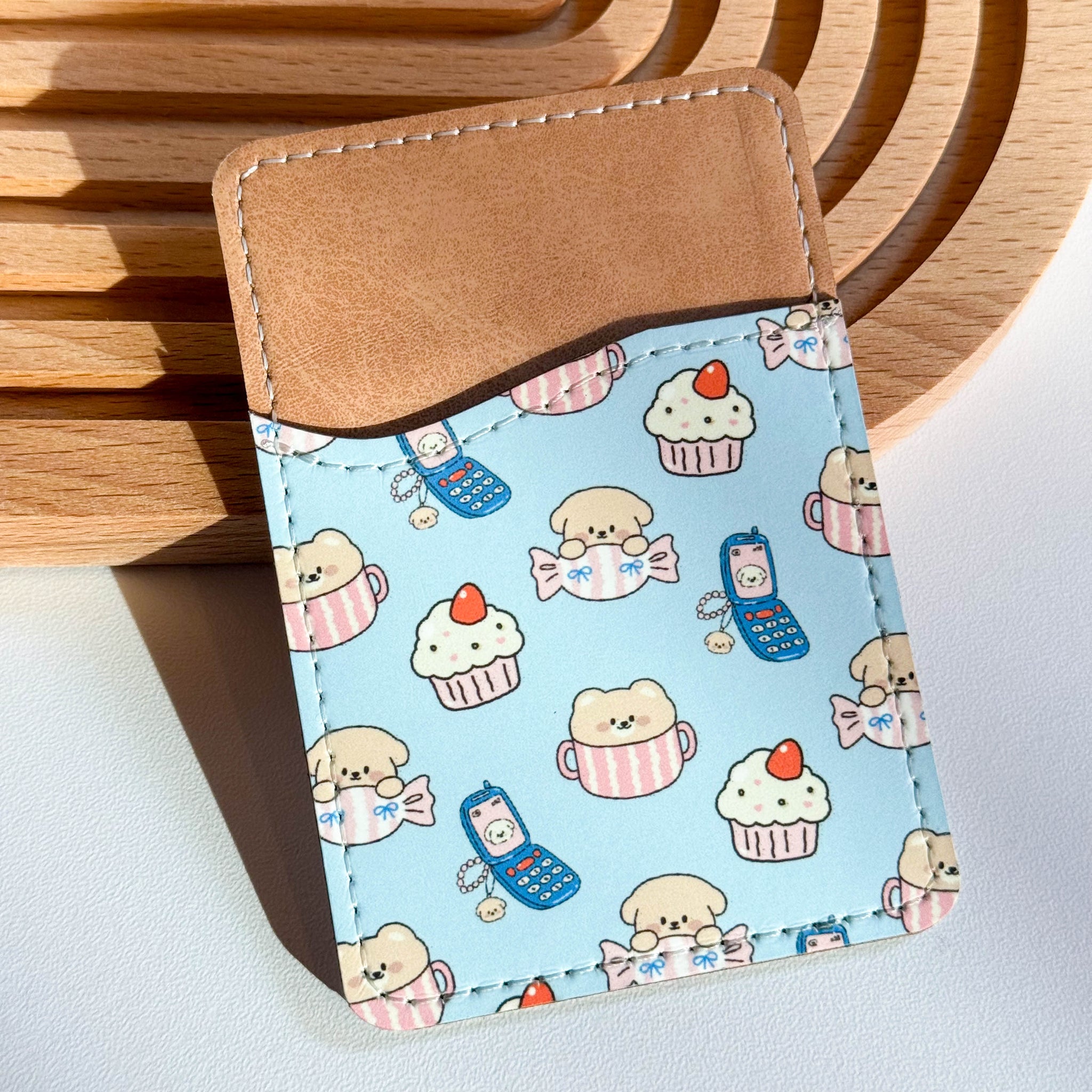 Blue Cute Puppy Dog Lover Phone Wallet Card Holder