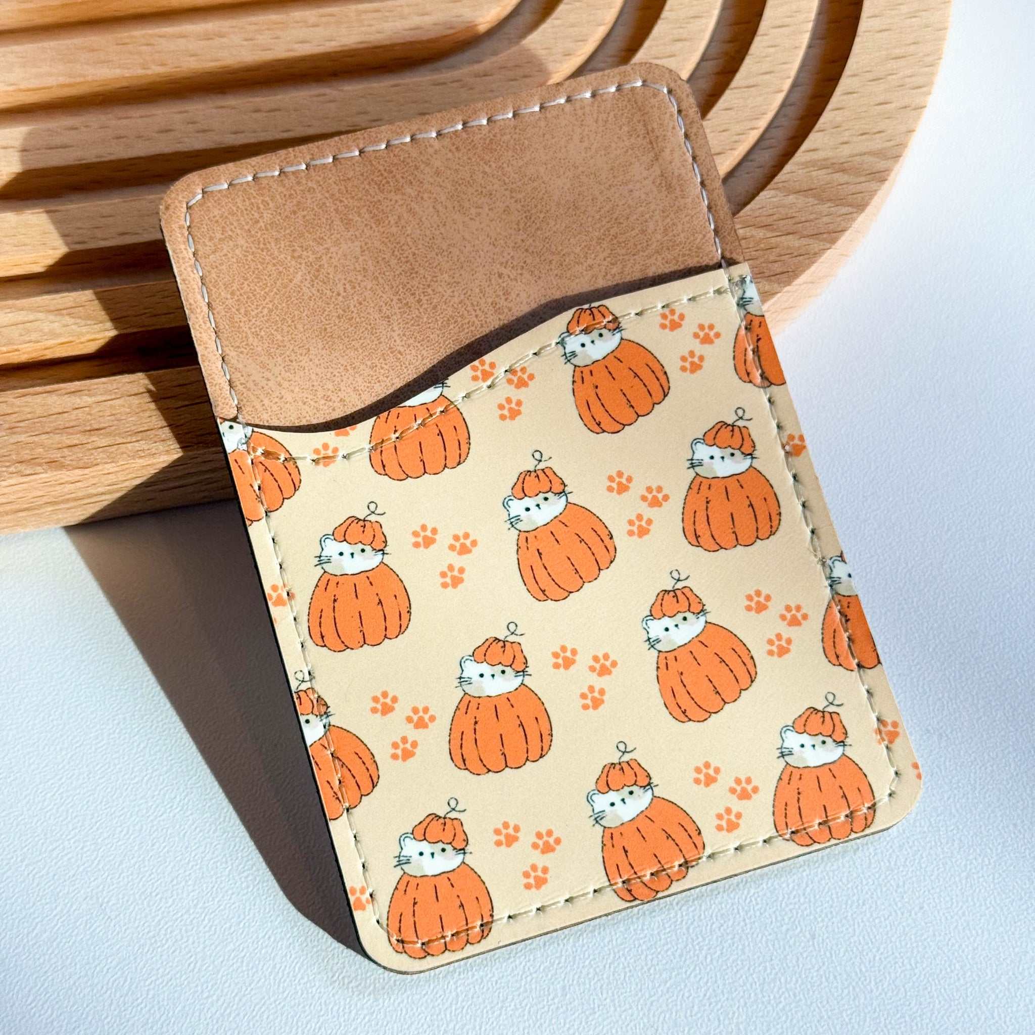 Fall Halloween Pumpkin Cat Phone Wallet Card Holder