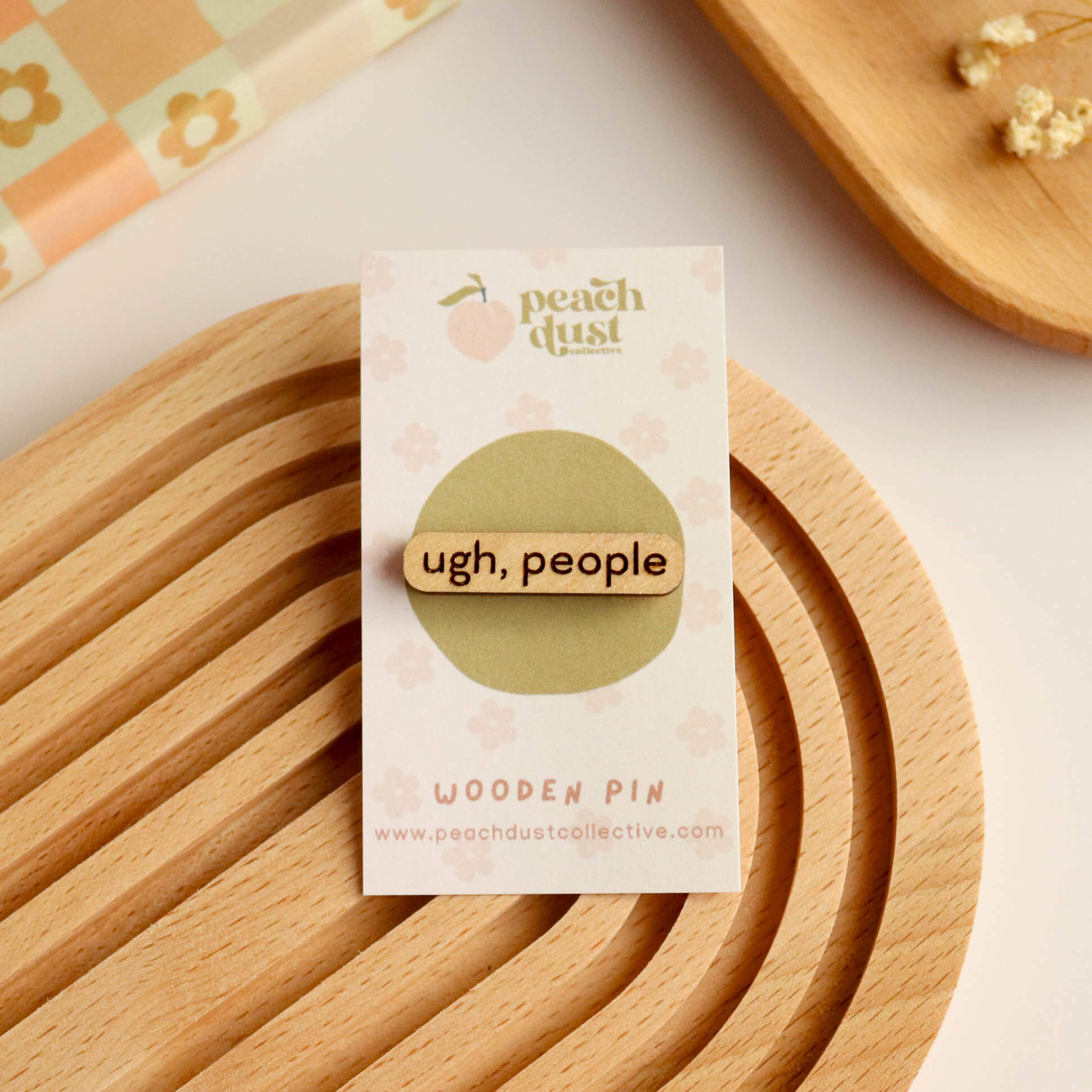 Ugh People Wooden Pin Badge