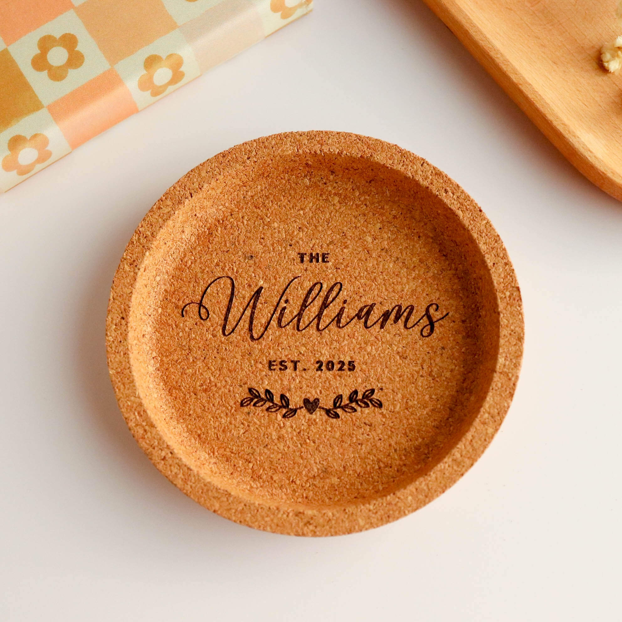 Custom Engraved Wedding Giveaway Cork Coaster