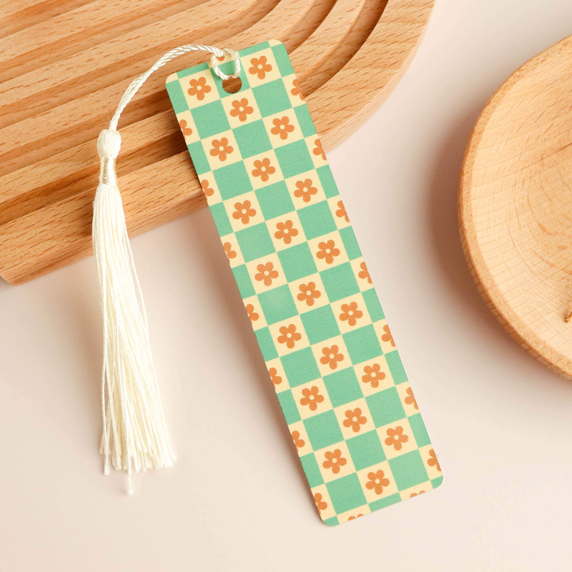 Checkered Daisies Aluminum Bookmark