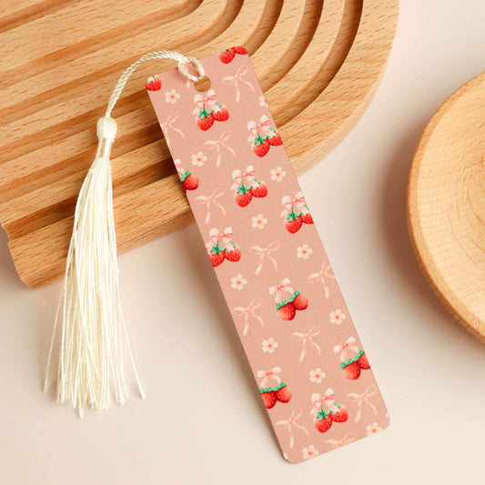 Strawberries and Bows Aluminum Bookmark