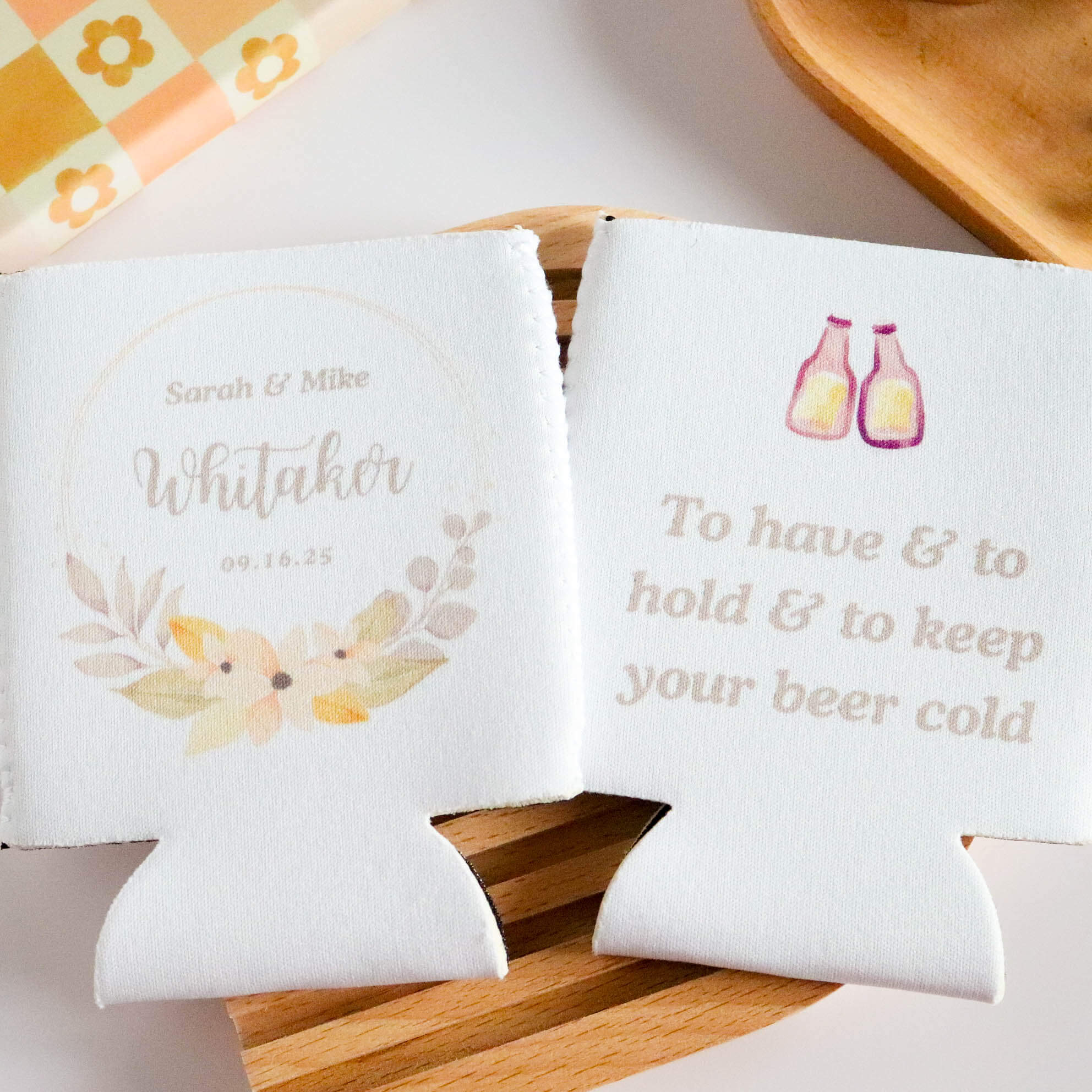 Floral Custom Wedding Koozie