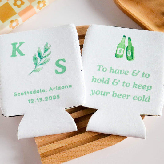 Leaves Custom Wedding Koozie