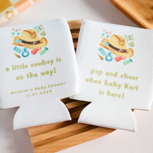 Little Cowboy Custom Baby Shower Koozie