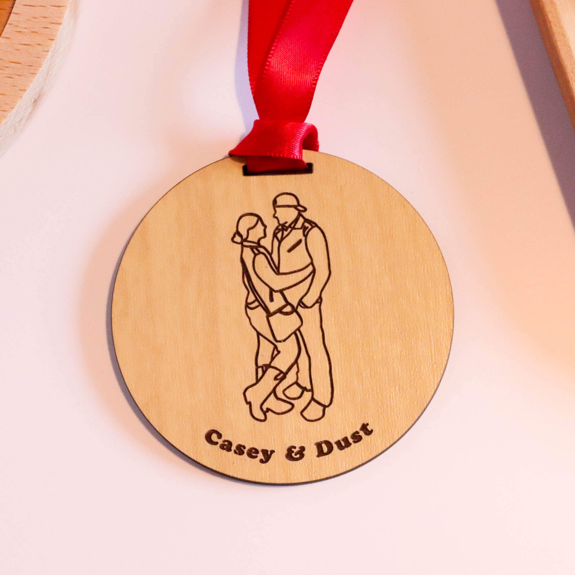 Custom Photo Line Art Engraved Ornament