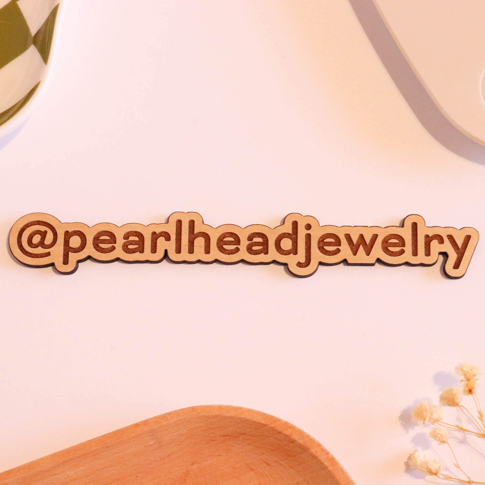 Custom Business Name Social Media Handle Wooden Watermark